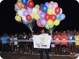 Half marathon runners at night