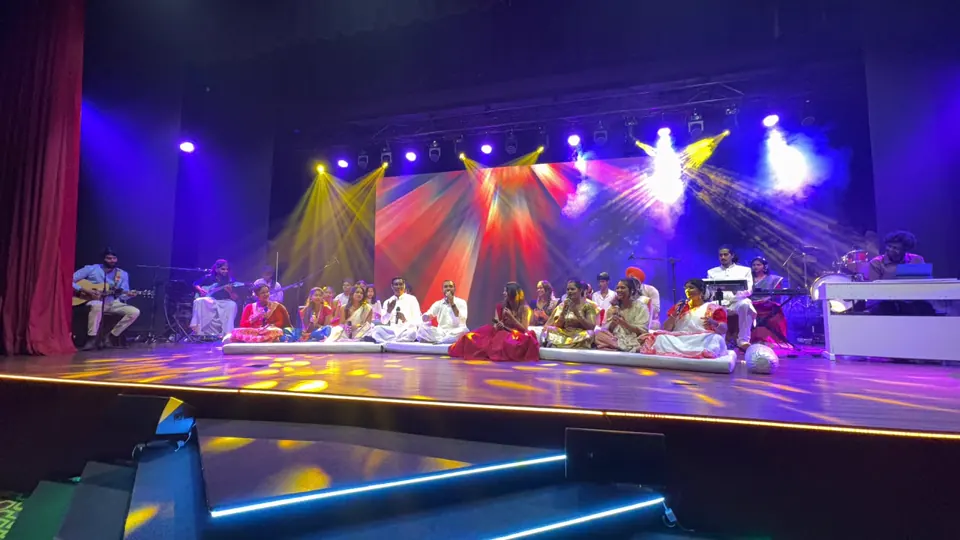The Cultural Sunday worship team gathered on stage.
